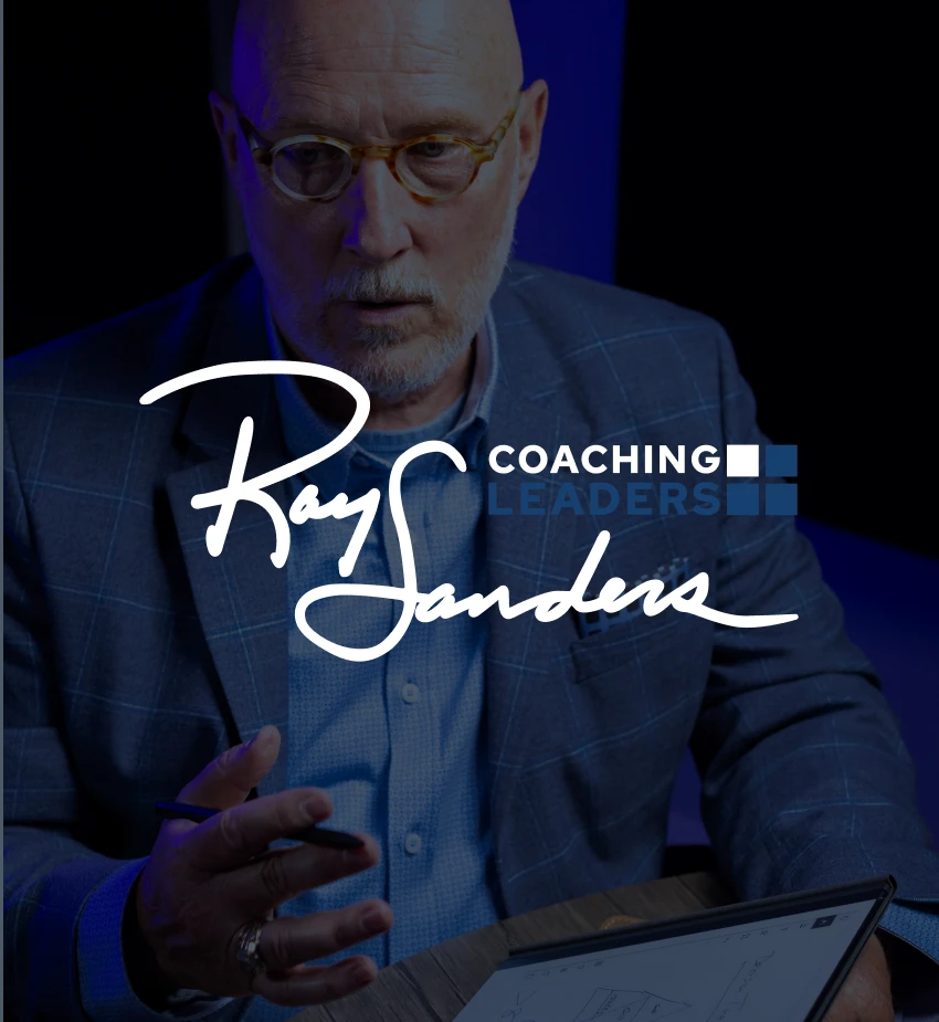 Ray Sanders Logo with a Picture of Him in the Background