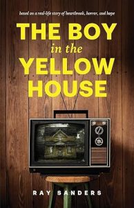 Book cover with TV showing a house.